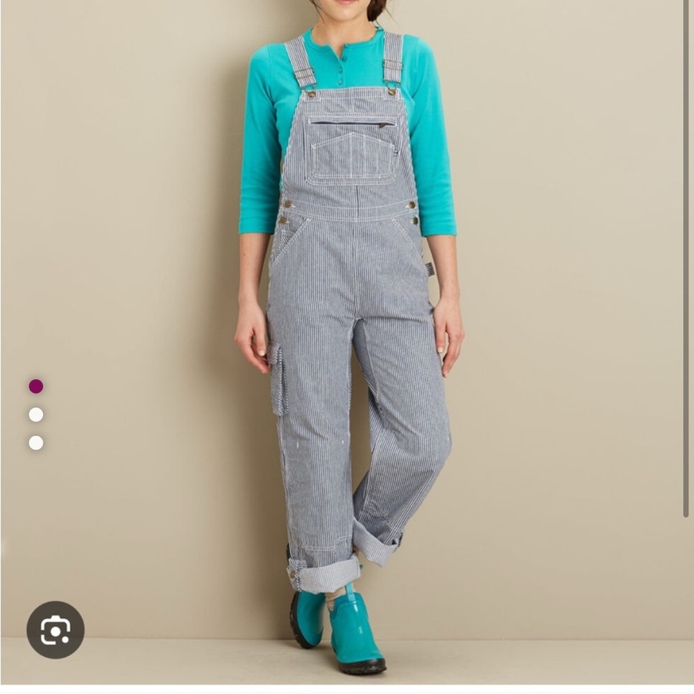 Duluth Trading Co Heritage Gardening Overalls - Rootstock Railroad Stripe - S